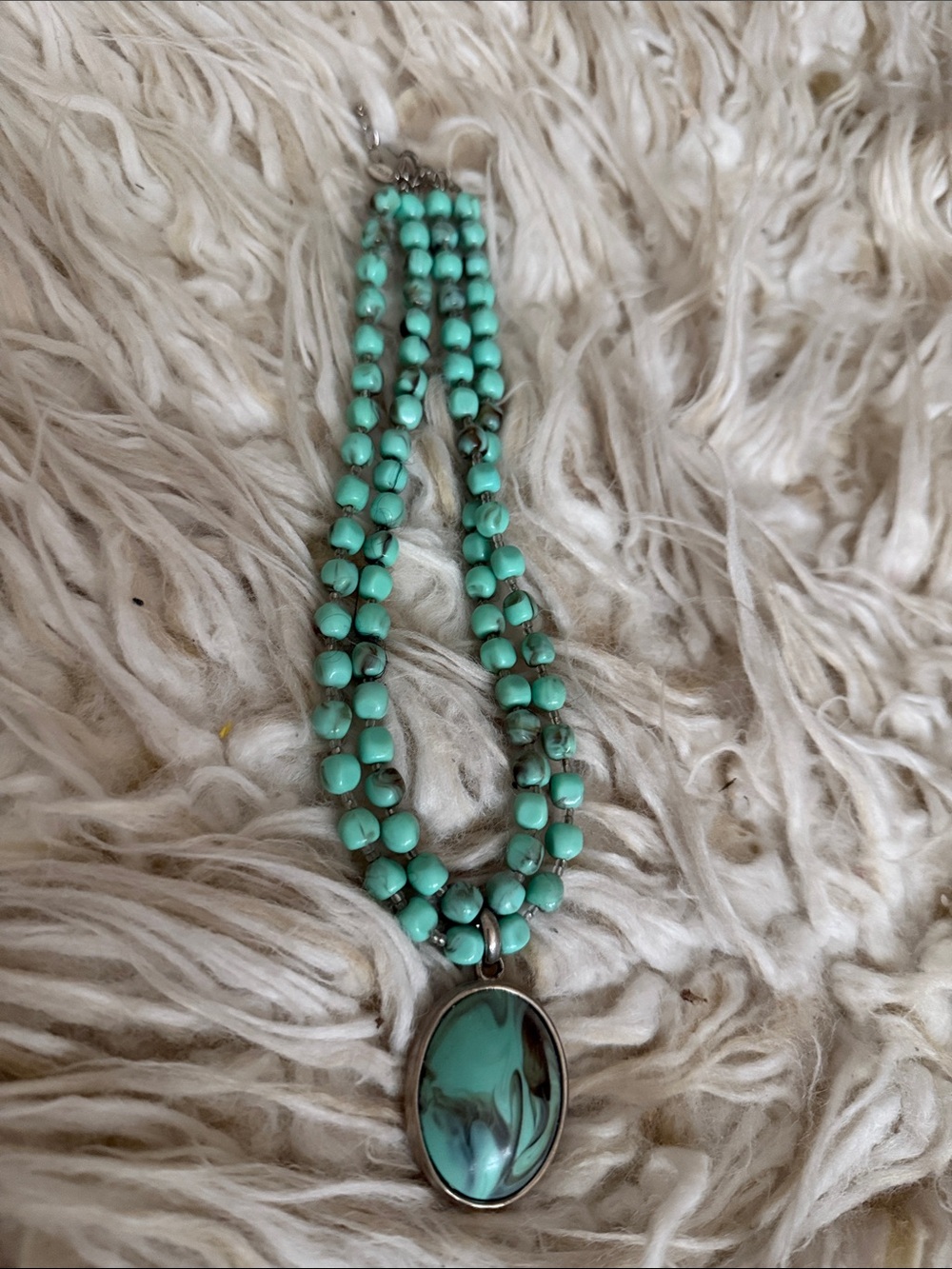 Turquoise Beaded Pendant Necklace - Women Jewelry